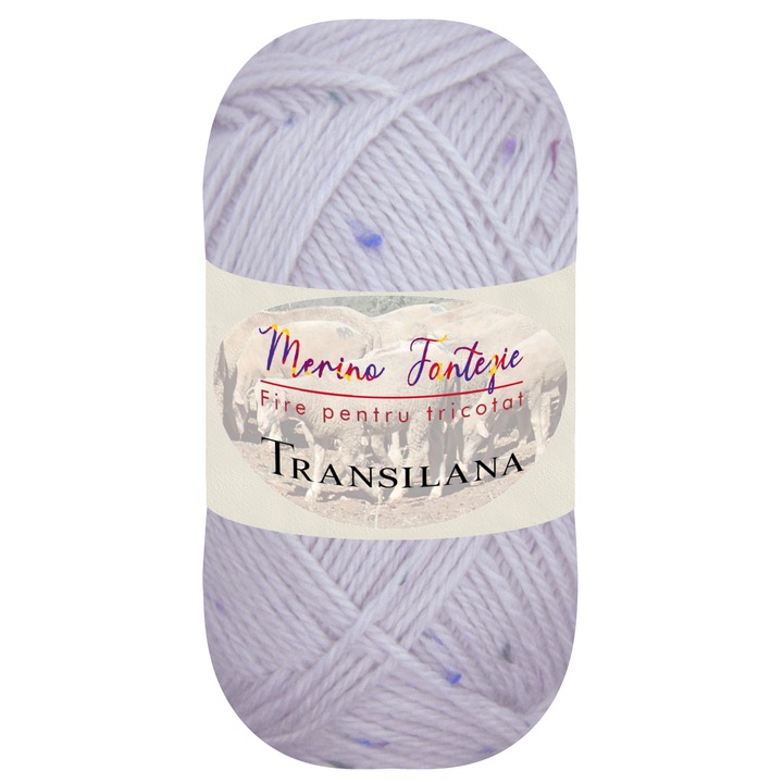 Fir pentru tricotat, Transilana, Merino Fantezie, 100% lana merinos, culoare Gri lila cu efect de culoare F700N, 100 g, 280 m
