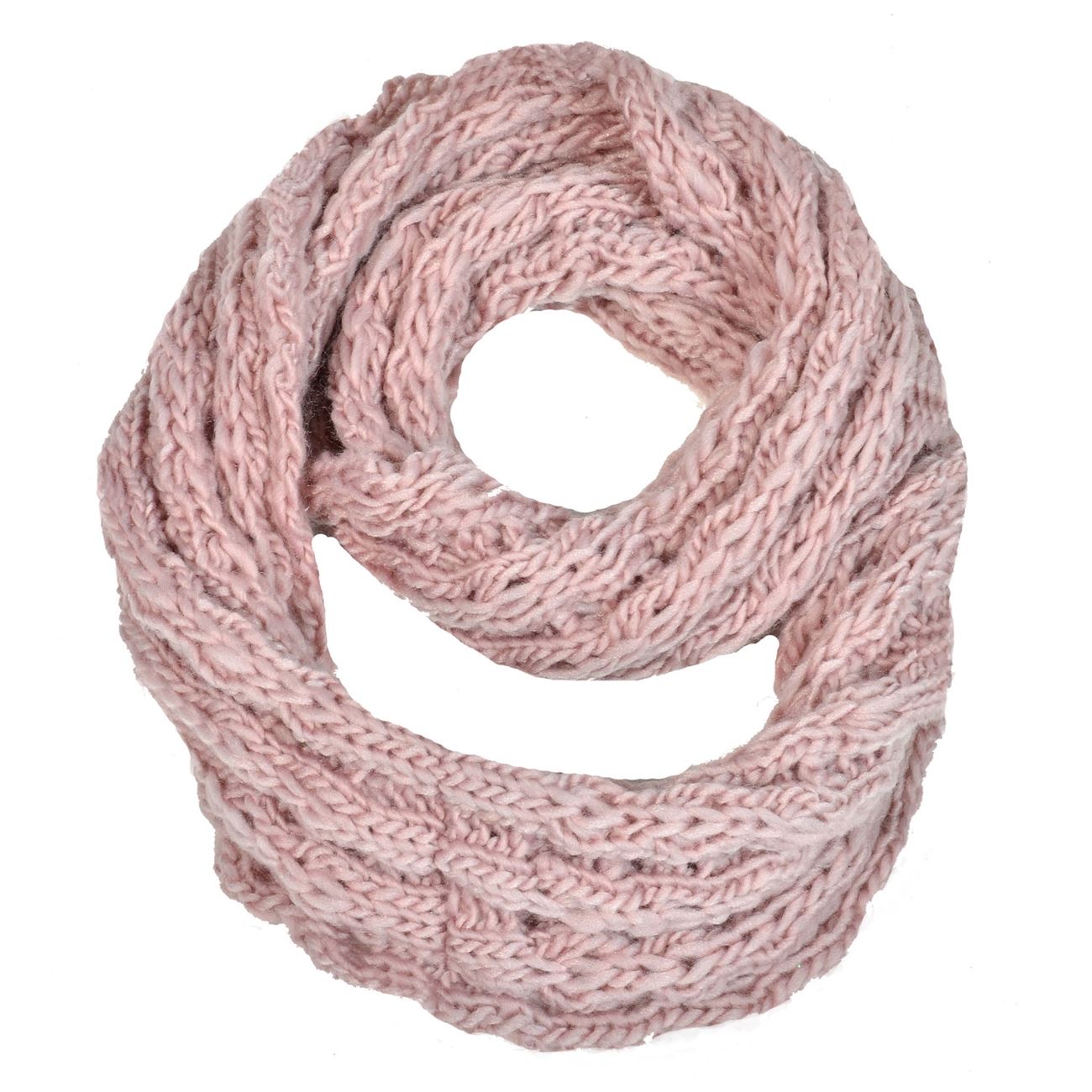 Fular circular, Zola®, femei, model tricotat, culoare roz nude, pentru sezonul rece