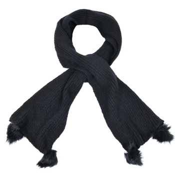 Fular dama, Zola®, negru cu pom pom din blana, marime universala Fular dama, Zola®, negru cu pom pom din blana, marime universala