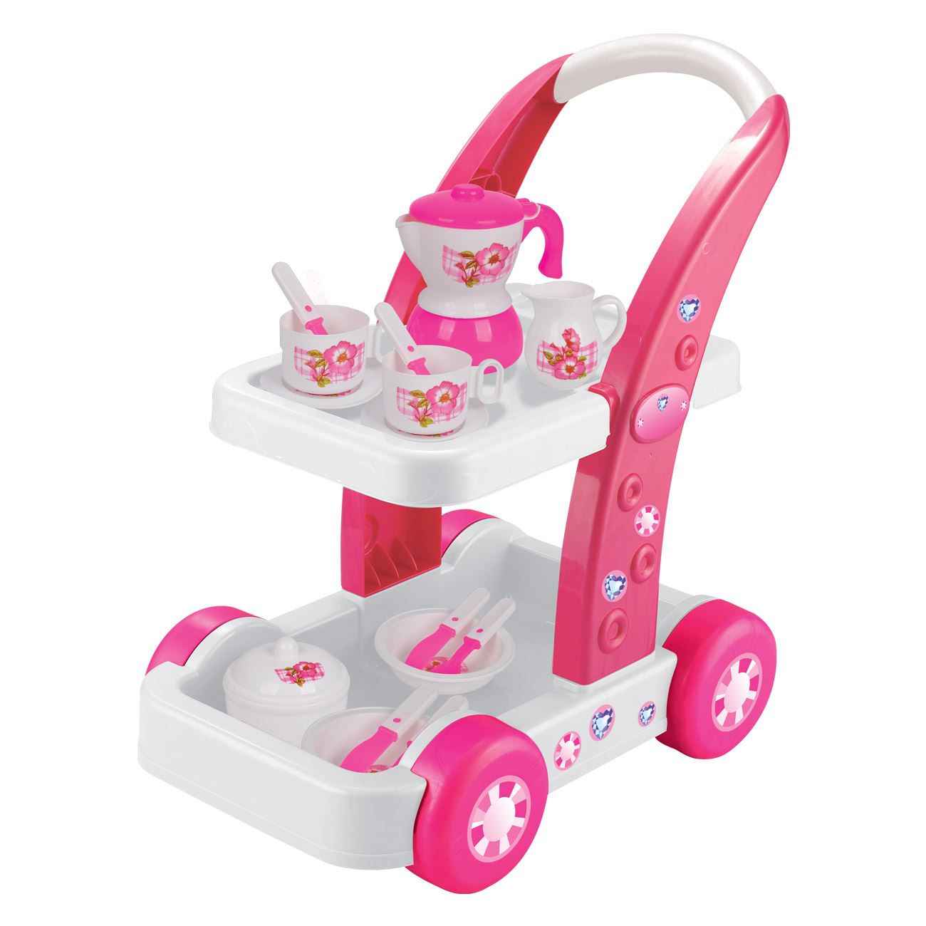 Carucior pentru servit masa, Zola®, de copii, din plastic, set de ceai, 42,5x23x5x50 cm