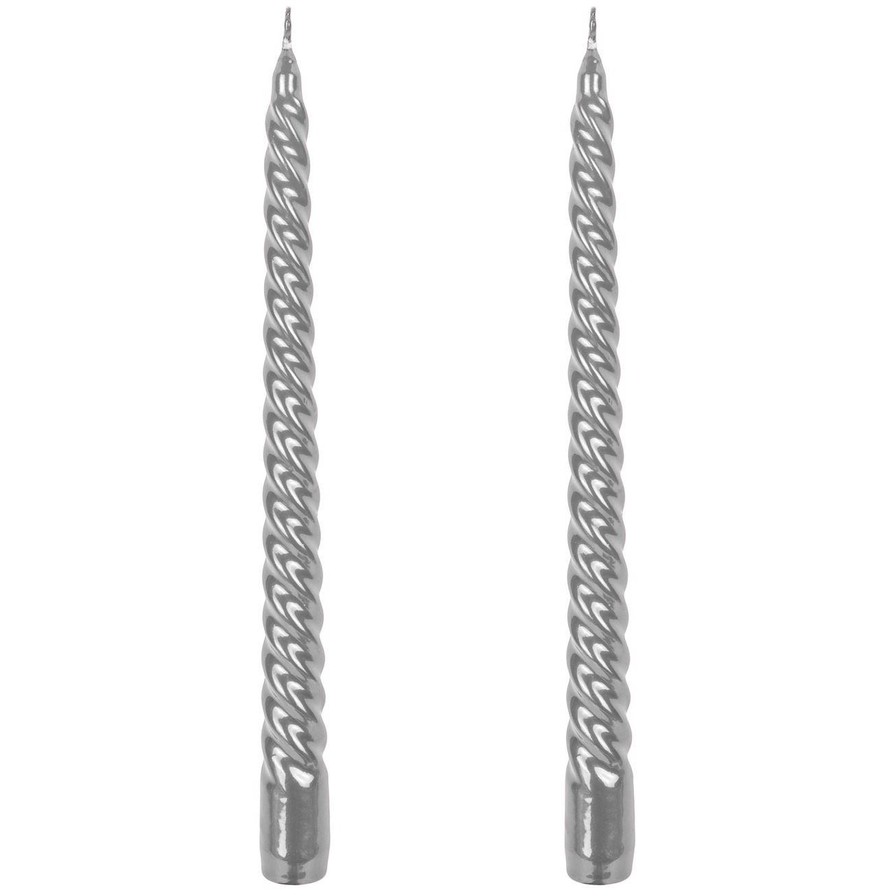 Set 2 lumanari argintii decorative de Craciun, 25 cm