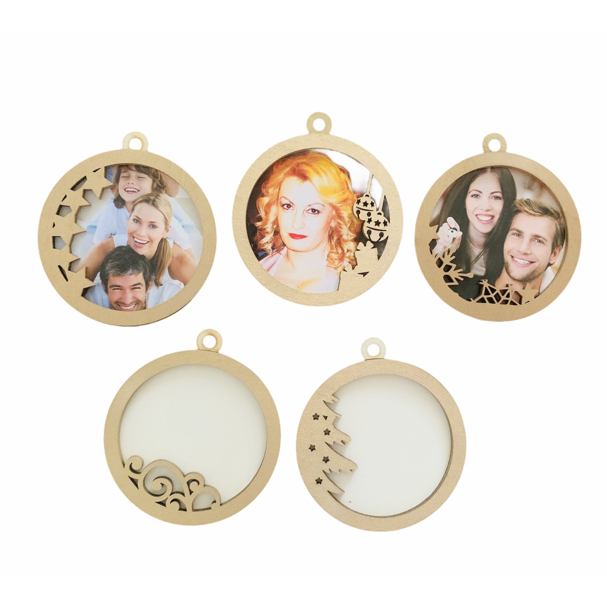 Set 5 Globuri rotunde, gold, personalizate cu fotografie