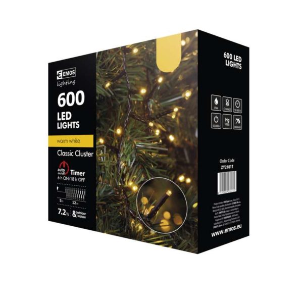 Sir luminos 12M 600LED lumina alb-cald cu timer