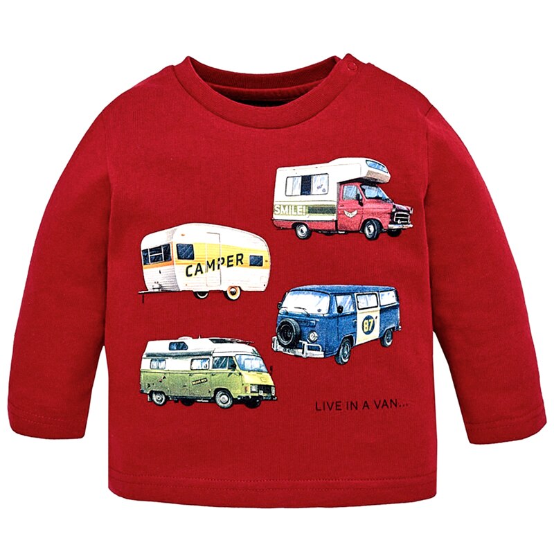 Tricou maneca lunga pentru bebe baiat Mayoral 2028TI18CHERRY1, Rosu, 12 luni