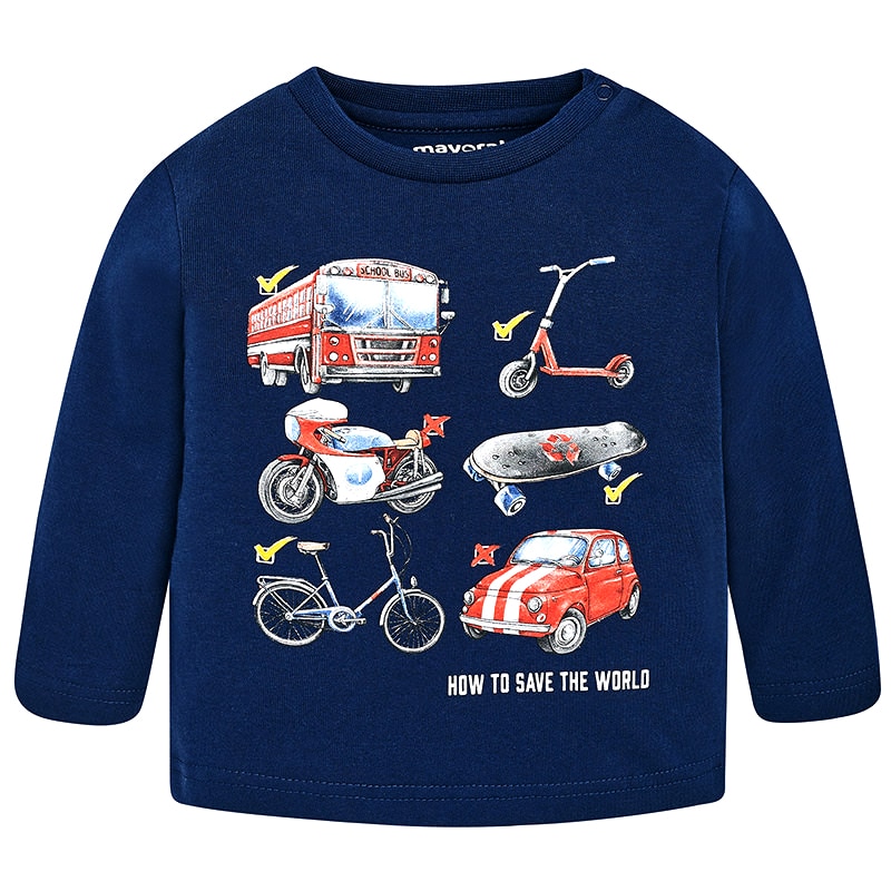 Bluza, Mayoral, cu imprimeu masinute, bleumarin, 18luni