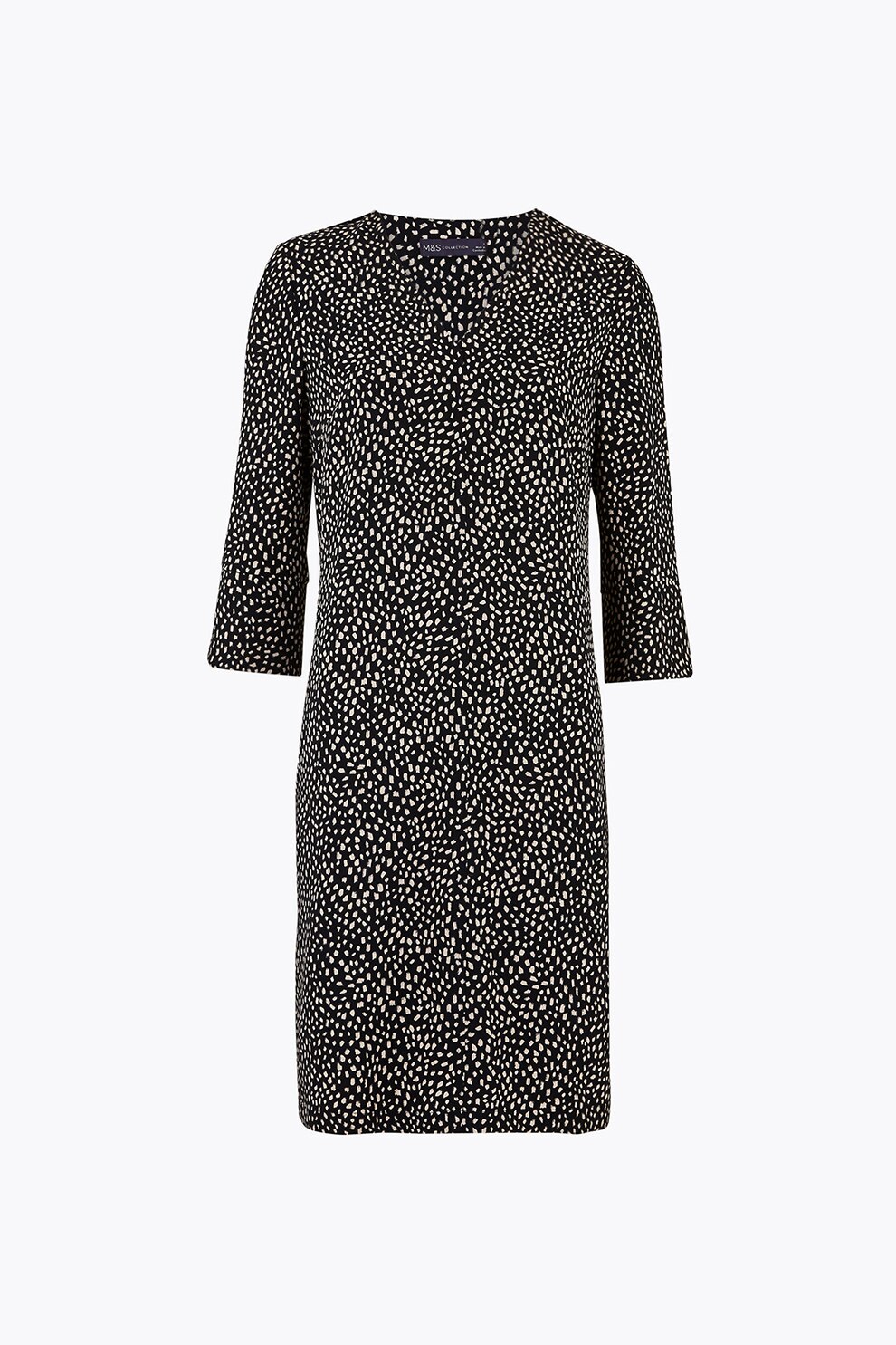 Marks & Spencer, Rochie cu decolteu in V, Negru/Alb, 38