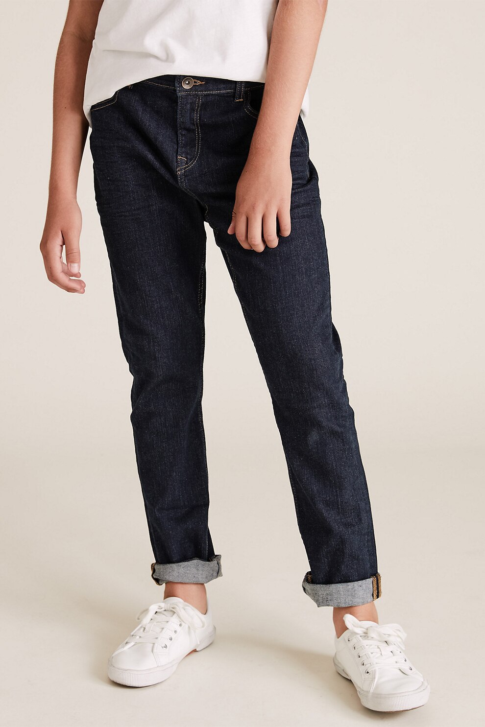 Marks & Spencer, Blugi regular fit cu detalii cu aspect deteriorat, Negru