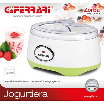 Aparat de preparat iaurt G3Ferrari Zorba vas de 1l, iaurtiera, LED, capac transparent Aparat de preparat iaurt G3Ferrari Zorba vas de 1l, iaurtiera, LED, capac transparent