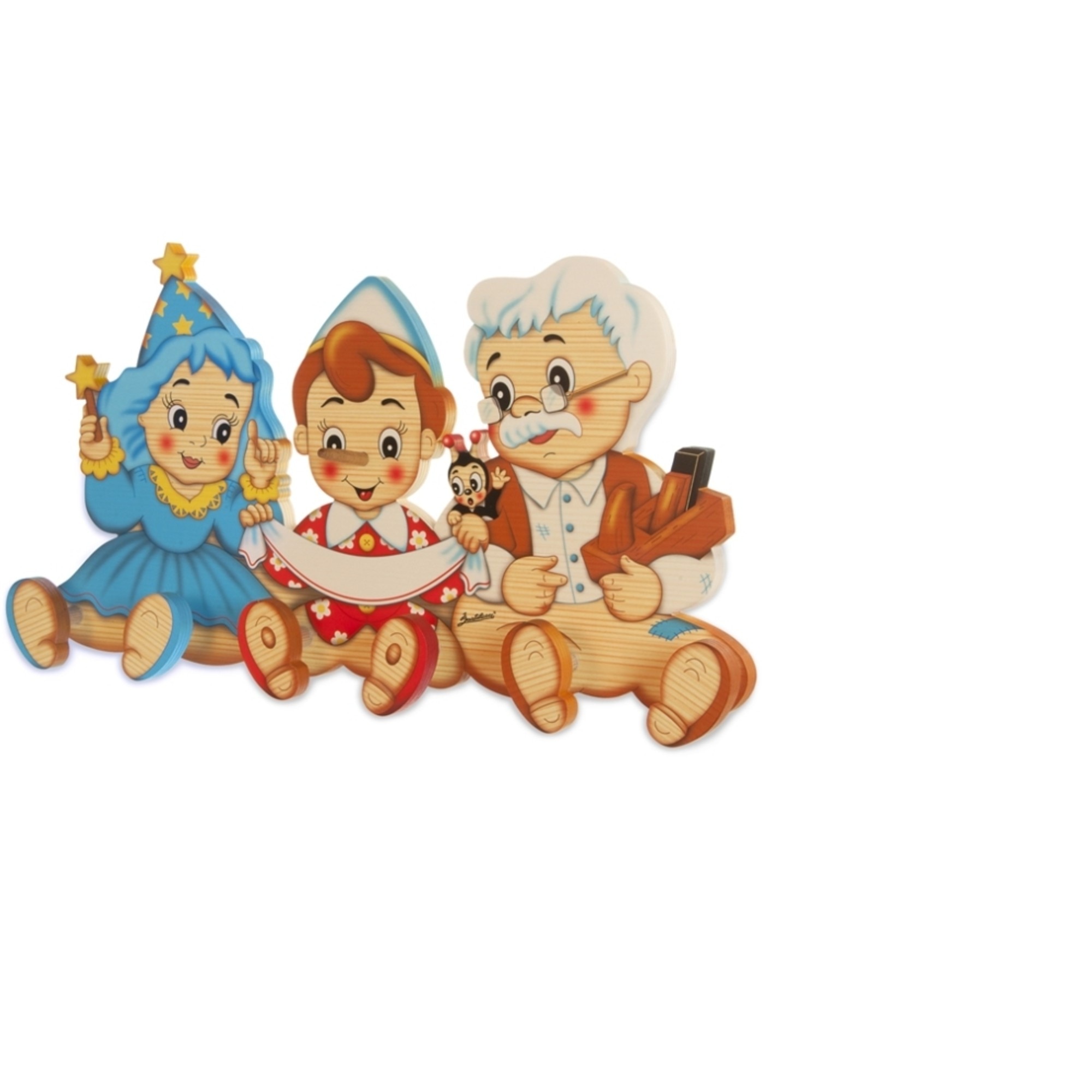 Cuier pentru copii din lemn cu Pinocchio