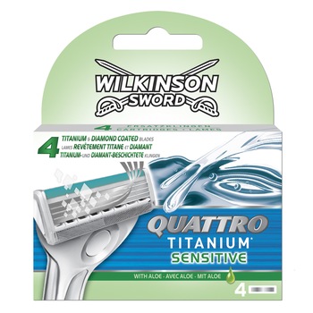 Pachet Wilkinson QUATTRO TITANIUM SENSITIVE: 4 Rezerve Pachet Wilkinson QUATTRO TITANIUM SENSITIVE: 4 Rezerve