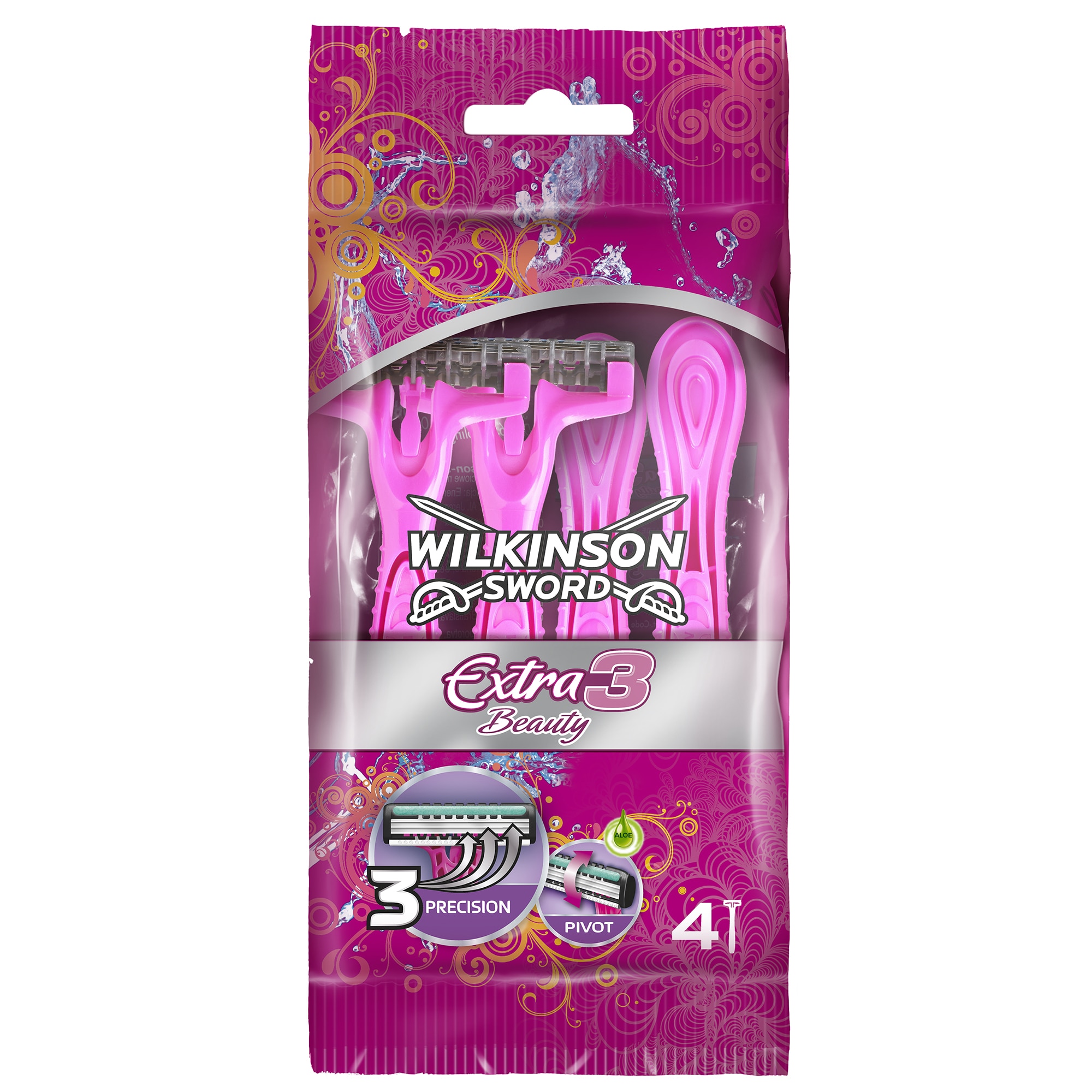 Aparat de ras de unica folosinta Wilkinson Extra 3 Beauty, Femei, 4 buc