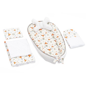 Set patut portabil, baby nest, cuib pentru bebelusi, 2 perne, saltea si paturica, Ego Fox Set patut portabil, baby nest, cuib pentru bebelusi, 2 perne, saltea si paturica, Ego Fox