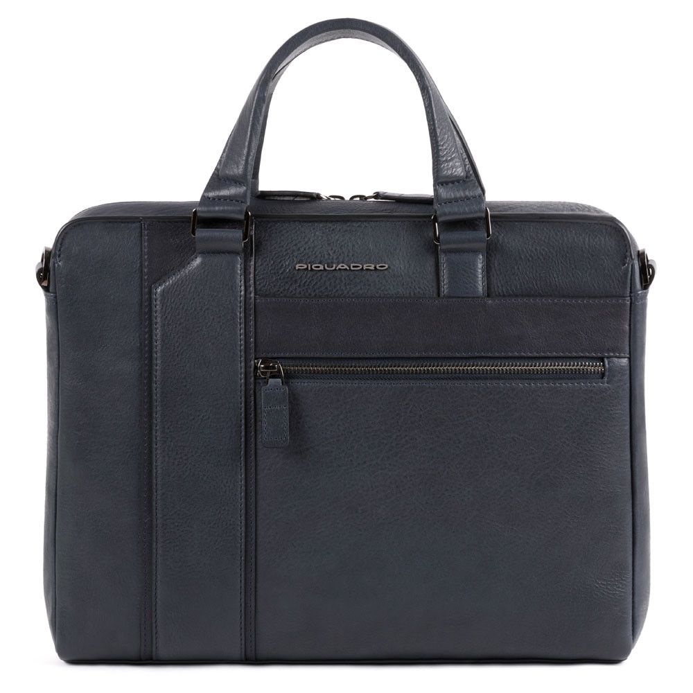 Geanta slim port laptop 14” si iPad®10,5’’/9,7”, Piquadro, din piele naturala, CA4940S105/BLU, bleumarin