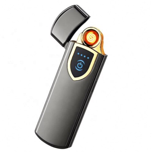 Bricheta electrica slim cu incarcare USB, aprindere cu touch, waterproof, Culoare Negru