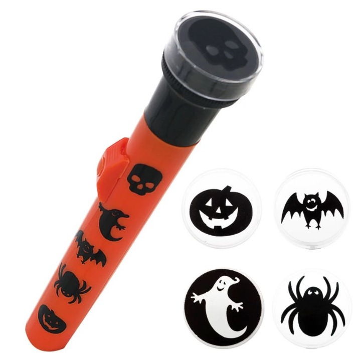Halloween zseblámpa, Zola®, gyerekeknek, 5 modellt tervez, narancssárga/fekete, 16 cm