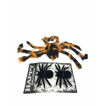 Set 3 paianjeni decorativi pentru Halloween, Atelier, Negru/Portocaliu, 15/60cm Set 3 paianjeni decorativi pentru Halloween, Atelier, Negru/Portocaliu, 15/60cm