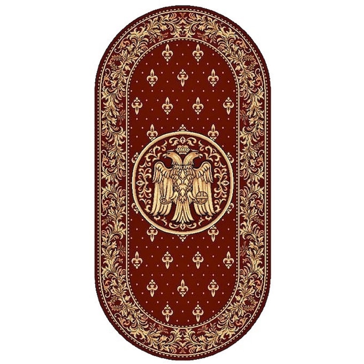 Модерен килим, Църковна шарка, Lotos 15032-V, Овал, Червен, 200x300 см, 1800 гр/м2