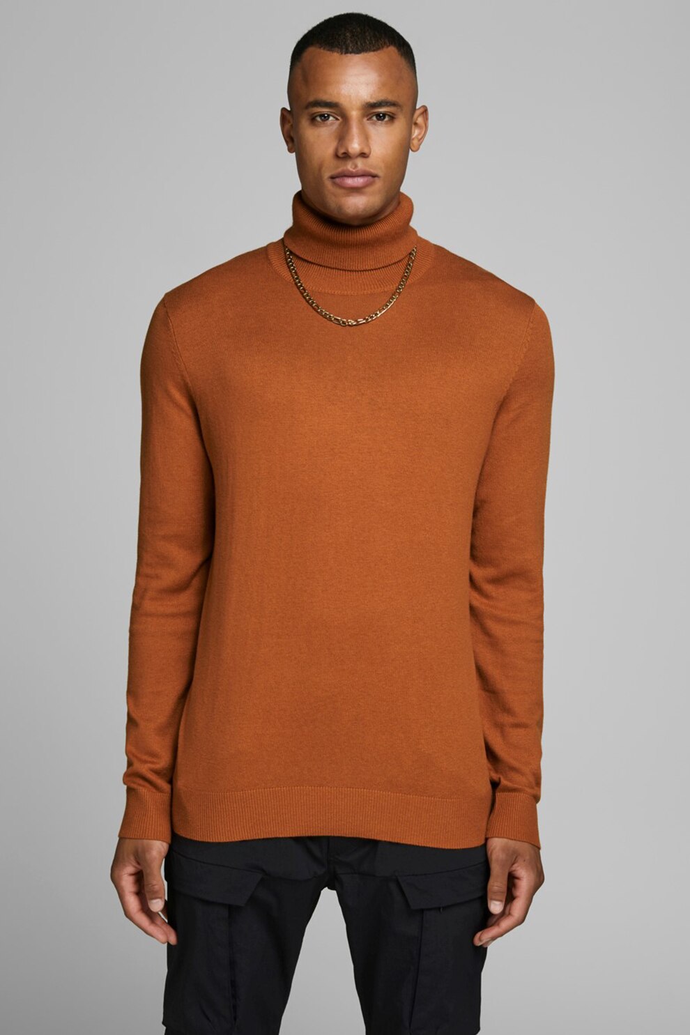 Jack&Jones, Pulover tricotat fin cu guler inalt Emil, Scortisoara