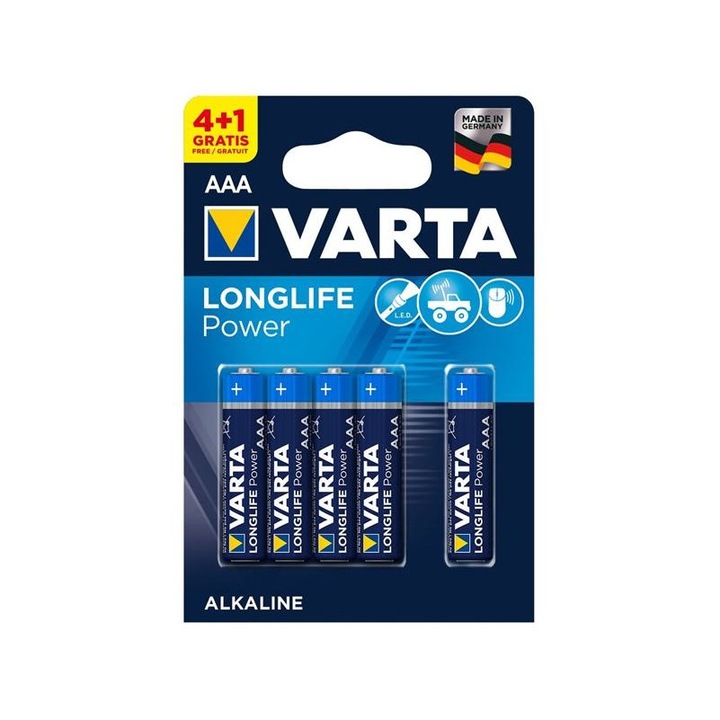 VARTA 6673964 VARTA Longlife Power AAA (LR03) alkáli mikro ceruza elem 4+1db/bliszter