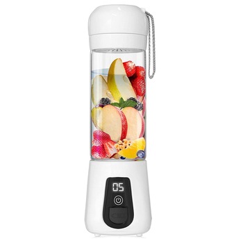 Mini blender Pilot, portabil, cu acumulator, incarcare USB, ecran LCD, 380ml, alb Mini blender Pilot, portabil, cu acumulator, incarcare USB, ecran LCD, 380ml, alb