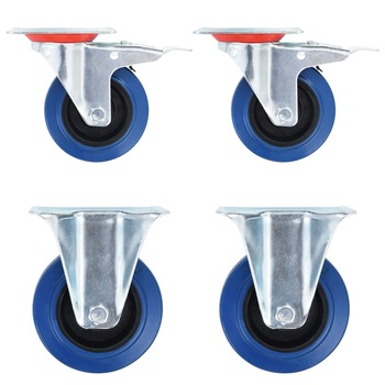Set de 32 roti pivotante vidaXL, 100 mm, Albastru Set de 32 roti pivotante vidaXL, 100 mm, Albastru