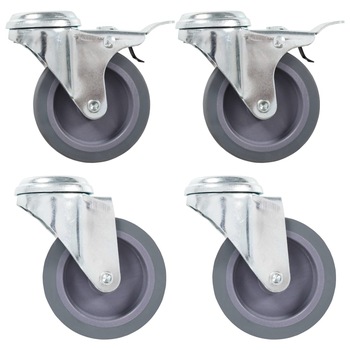 Set de 12 roti pivotante cu gaura pentru surub vidaXL, 75 mm, Gri Set de 12 roti pivotante cu gaura pentru surub vidaXL, 75 mm, Gri