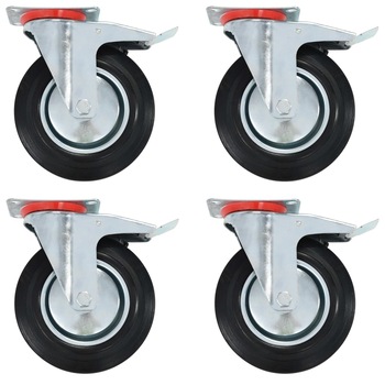 Set de 32 roti pivotante vidaXL, 200 mm, Negru Set de 32 roti pivotante vidaXL, 200 mm, Negru