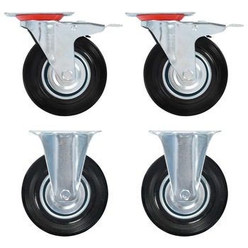 Set de 24 roti pivotante vidaXL, 125 mm, Negru Set de 24 roti pivotante vidaXL, 125 mm, Negru