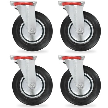 Set de 32 roti pivotante fixe vidaXL, 200 mm, Negru Set de 32 roti pivotante fixe vidaXL, 200 mm, Negru