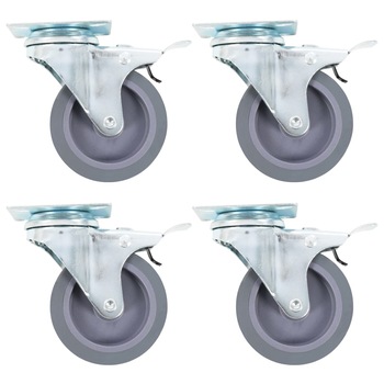 Set de 12 roti pivotante vidaXL, 75 mm, Gri Set de 12 roti pivotante vidaXL, 75 mm, Gri