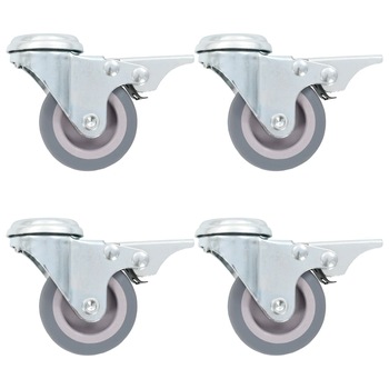 Set de 32 roti pivotante cu gaura pentru surub vidaXL, 50 mm, Gri Set de 32 roti pivotante cu gaura pentru surub vidaXL, 50 mm, Gri