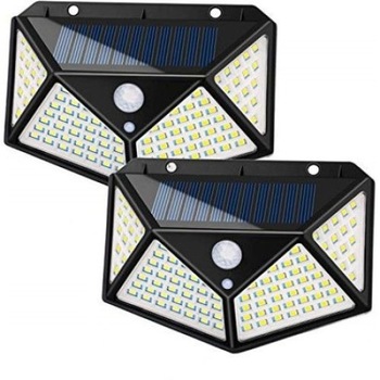Set 2 lampi cu incarcare solara, cu senzori de amurg, miscare si lumina, 3 trepte de iluminare, 100 x LED, K KATHODE Set 2 lampi cu incarcare solara, cu senzori de amurg, miscare si lumina, 3 trepte de iluminare, 100 x LED, K KATHODE
