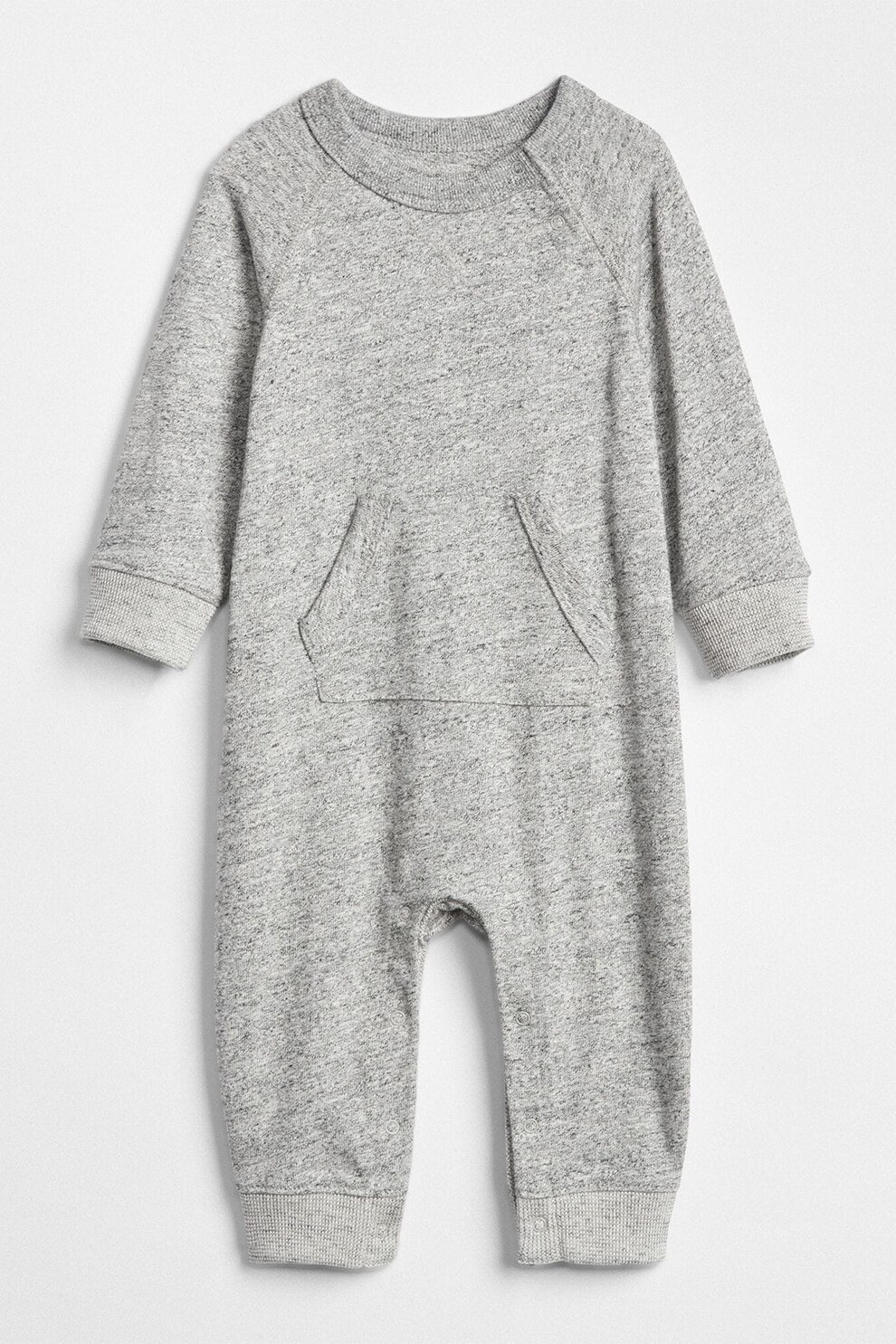 GAP, Salopeta cu buzunar kangaroo, Gri melange, 50 CM Standard