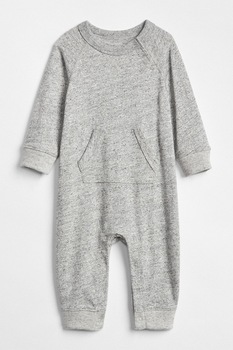 GAP, Salopeta cu buzunar kangaroo, Gri melange, 50 CM Standard GAP, Salopeta cu buzunar kangaroo, Gri melange, 50 CM Standard