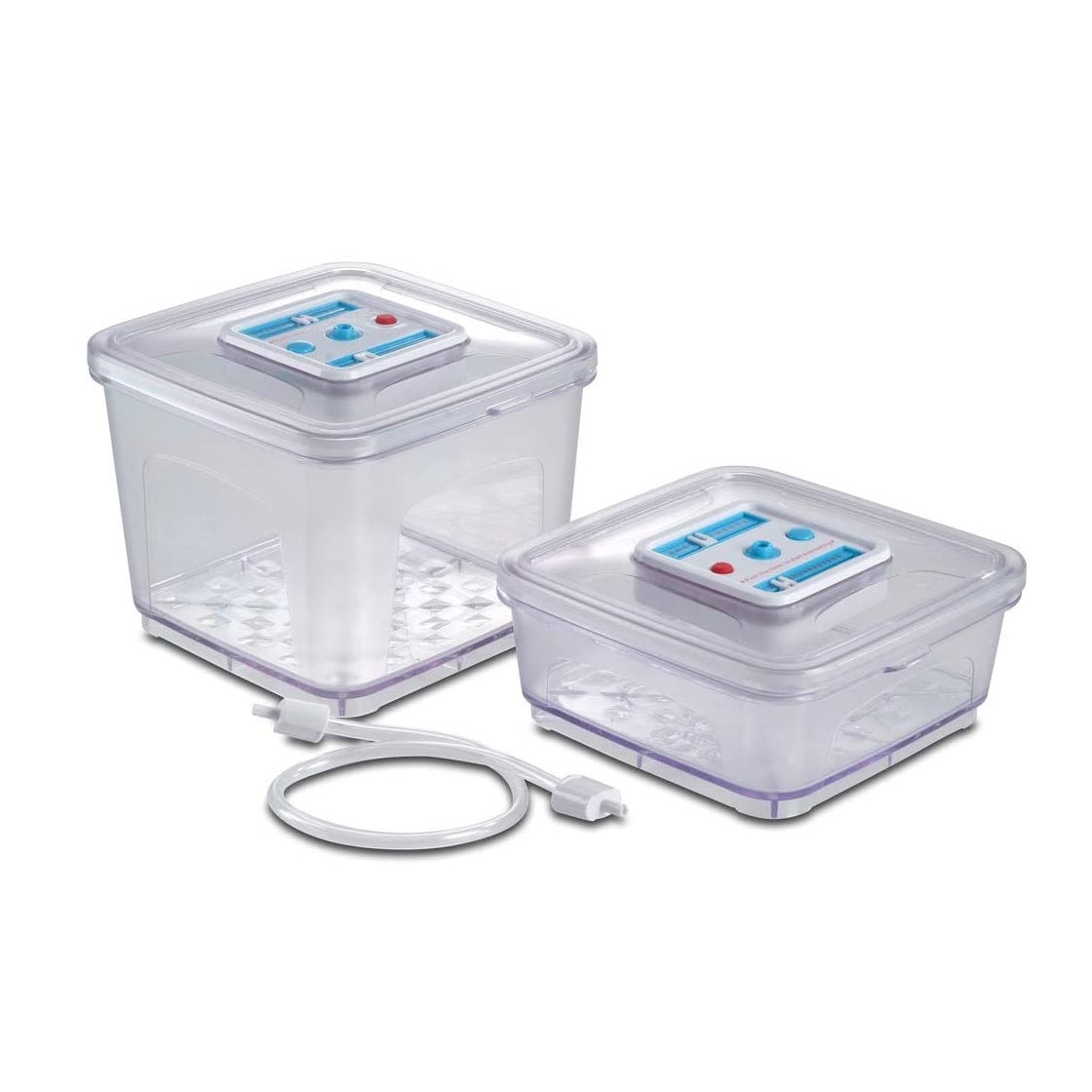 Set doua recipiente pentru vidat Solis, capacitate 1000/2800 ml, potrivite pentru marinare si vidarea alimentelor sensibile, BPA free, furtun de vid inclus