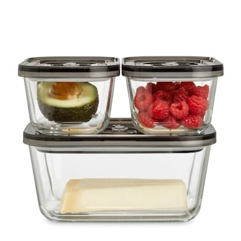 Set 3 recipiente pentru vidat Caso Germany, VacuBoxx Eco-Set, capacitate 1500/500 ml, potrivite pentru marinare si vidarea alimentelor sensibile, din sticla, rezistente la microunde si temperaturi inalte, furtun de vid inclus, transparente Set 3 recipiente pentru vidat Caso Germany, VacuBoxx Eco-Set, capacitate 1500/500 ml, potrivite pentru marinare si vidarea alimentelor sensibile, din sticla, rezistente la microunde si temperaturi inalte, furtun de vid inclus, transparente