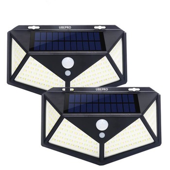 Set 2 aplice solare de perete LED100, 2200mAh, Pentru exterior, Din polisilicon, Fara fir, Cu energie solara IP65, Impermeabile, Cu senzor de miscare, Iluminare la 270 grade, Negru Set 2 aplice solare de perete LED100, 2200mAh, Pentru exterior, Din polisilicon, Fara fir, Cu energie solara IP65, Impermeabile, Cu senzor de miscare, Iluminare la 270 grade, Negru