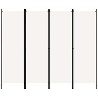 Paravan de camera cu 4 panouri vidaXL, Tesatura, 200 x 180 cm, Alb