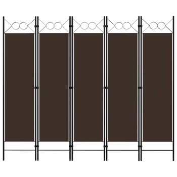 Paravan de camera cu 5 panouri vidaXL, Tesatura, 200 x 180 cm, Maro Paravan de camera cu 5 panouri vidaXL, Tesatura, 200 x 180 cm, Maro