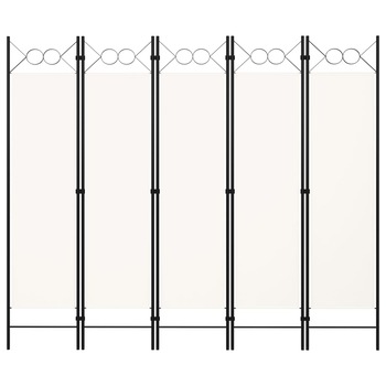Paravan de camera cu 5 panouri vidaXL, Tesatura, 200 x 180 cm, Alb Paravan de camera cu 5 panouri vidaXL, Tesatura, 200 x 180 cm, Alb