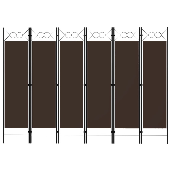 Paravan de camera cu 6 panouri vidaXL, Tesatura, 240 x 180 cm, Maro