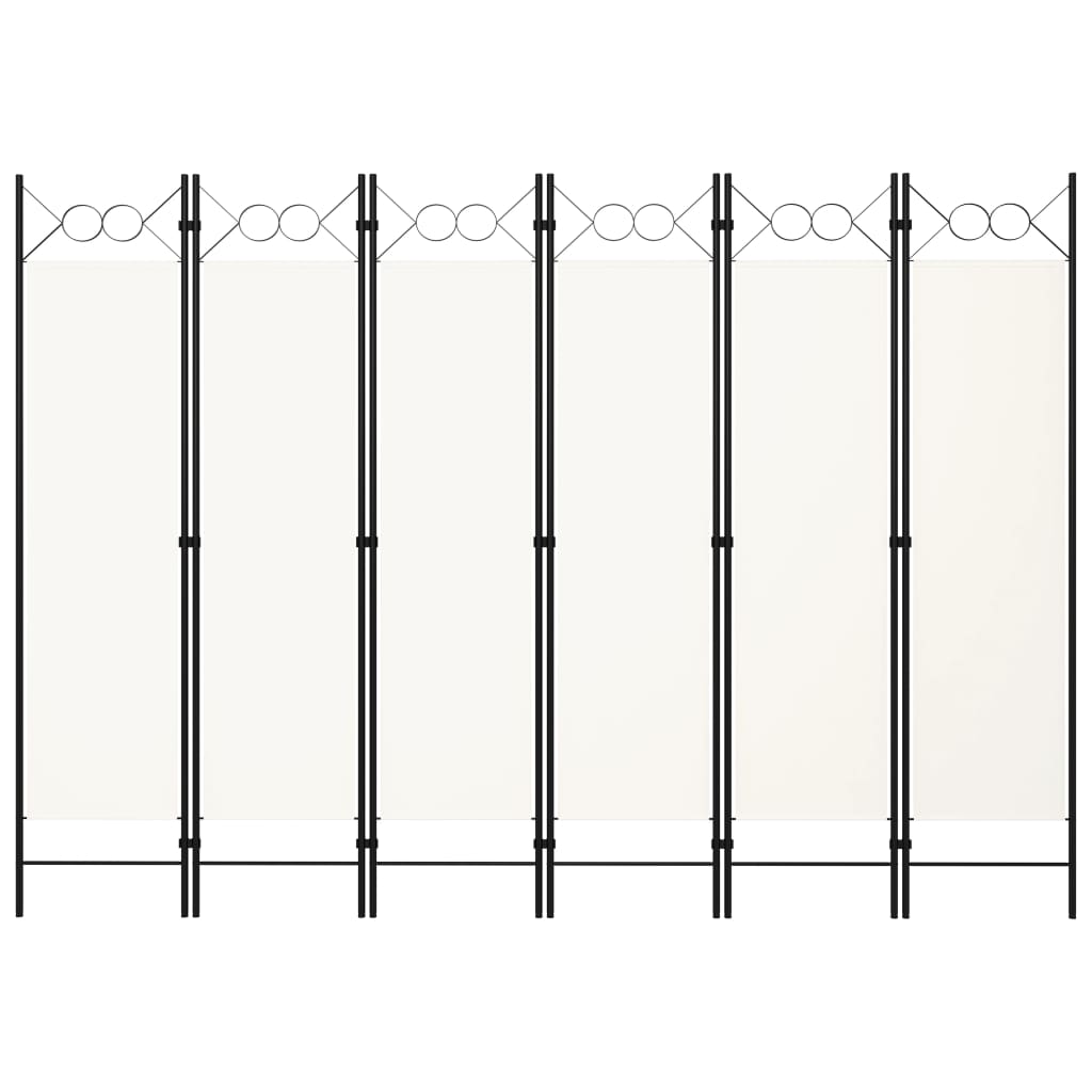 Paravan de camera cu 6 panouri vidaXL, Tesatura, 240 x 180 cm, Alb
