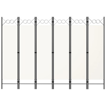 Paravan de camera cu 6 panouri vidaXL, Tesatura, 240 x 180 cm, Alb Paravan de camera cu 6 panouri vidaXL, Tesatura, 240 x 180 cm, Alb