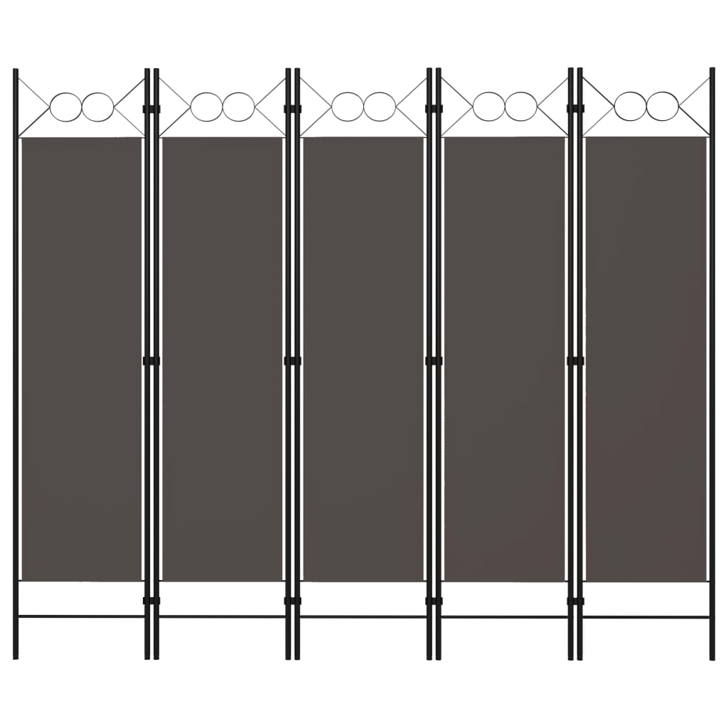 Paravan de camera cu 5 panouri vidaXL, Tesatura, 200 x 180 cm, Antracit
