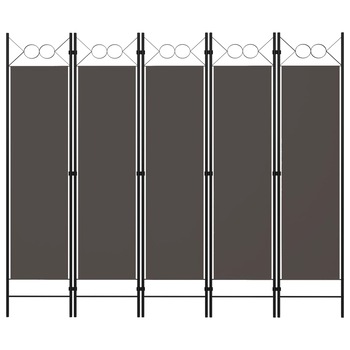 Paravan de camera cu 5 panouri vidaXL, Tesatura, 200 x 180 cm, Antracit Paravan de camera cu 5 panouri vidaXL, Tesatura, 200 x 180 cm, Antracit