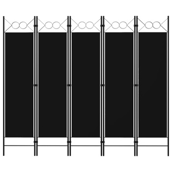 Paravan de camera cu 5 panouri vidaXL, Tesatura, 200 x 180 cm, Negru Paravan de camera cu 5 panouri vidaXL, Tesatura, 200 x 180 cm, Negru