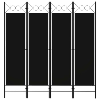 Paravan de camera cu 4 panouri vidaXL, Tesatura, 160 x 180 cm, Negru Paravan de camera cu 4 panouri vidaXL, Tesatura, 160 x 180 cm, Negru
