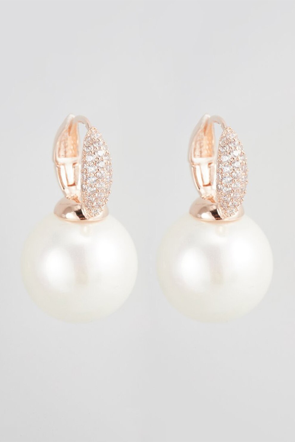 U.S. Polo Assn., Cercei decorati cu perle sintetice si zirconia, Auriu rose/alb