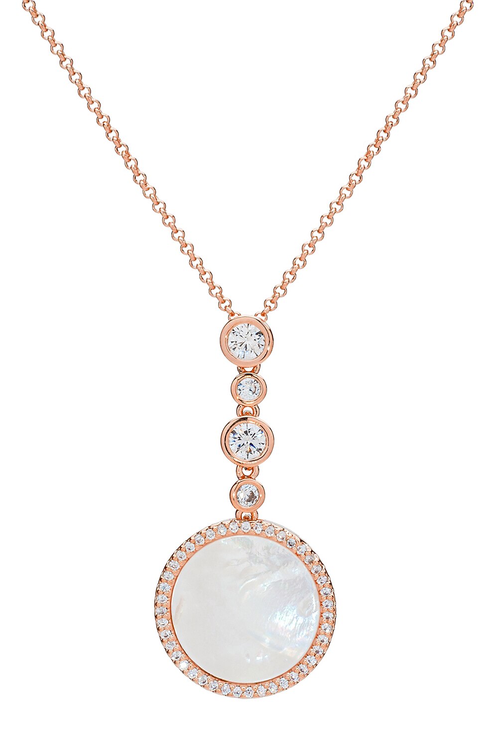 U.S. Polo Assn., Colier cu pandantiv Mother of Pearl Angie, Auriu rose/Alb