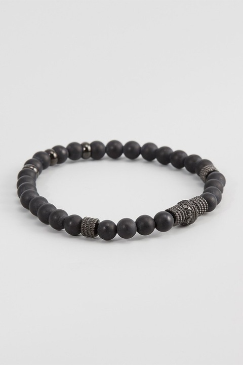 U.S. Polo Assn., Bratara cu margele si logo, Negru